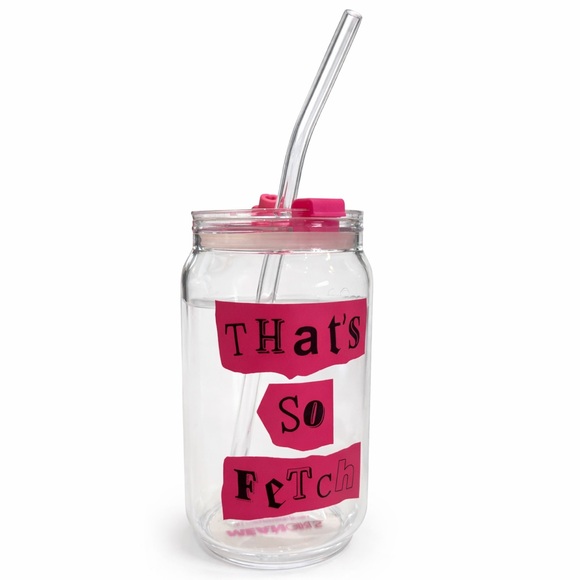 Paramount Other - Mean Girls Glass Cup with Straw “That’s so Fetch”